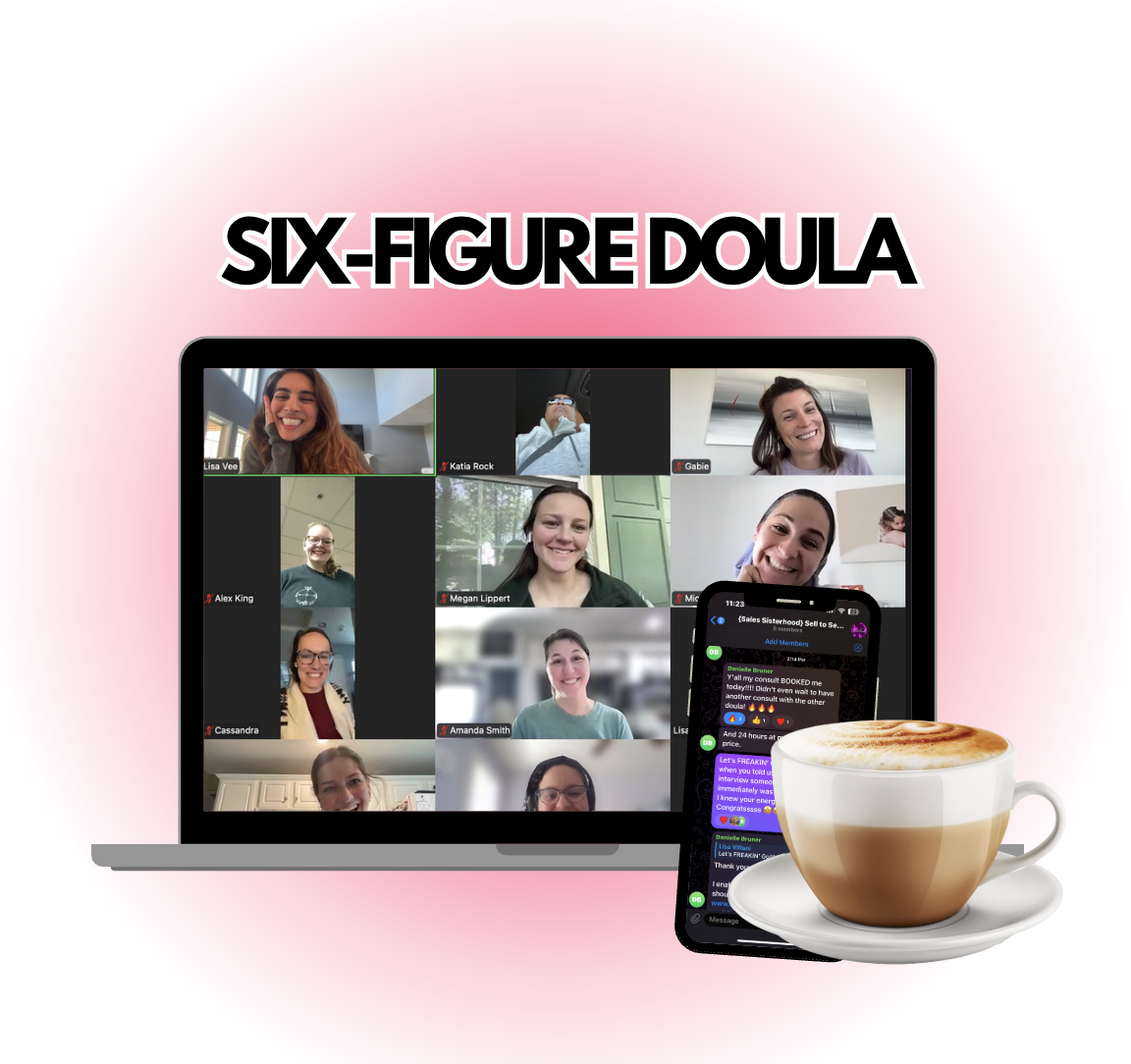 The Sisterhood on a live group coaching call